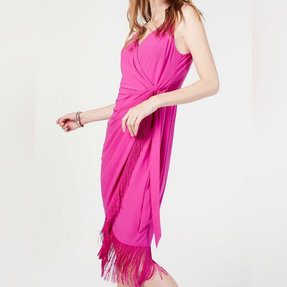 INC International Concepts Fringe Trim Wrap Dress Women’s Large